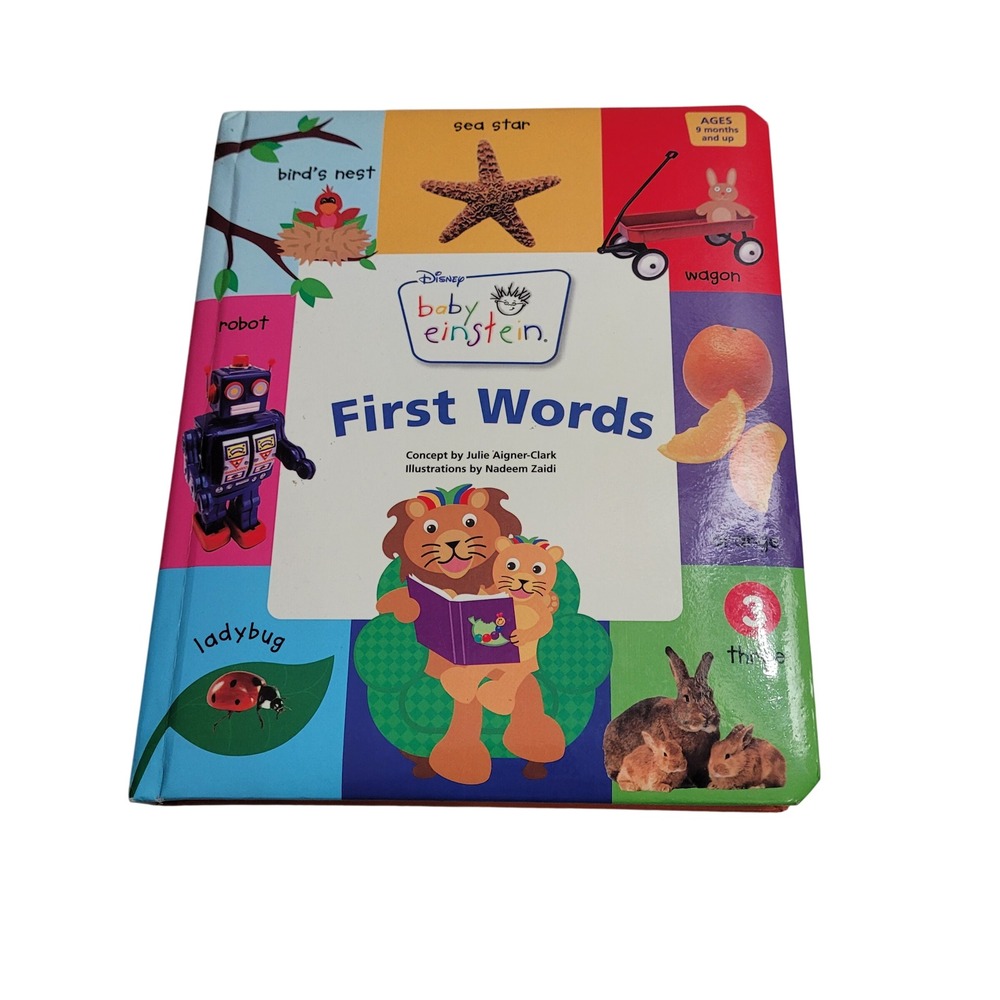 Baby Einstein First Words Board Book Toddler Multi Color Educational Good